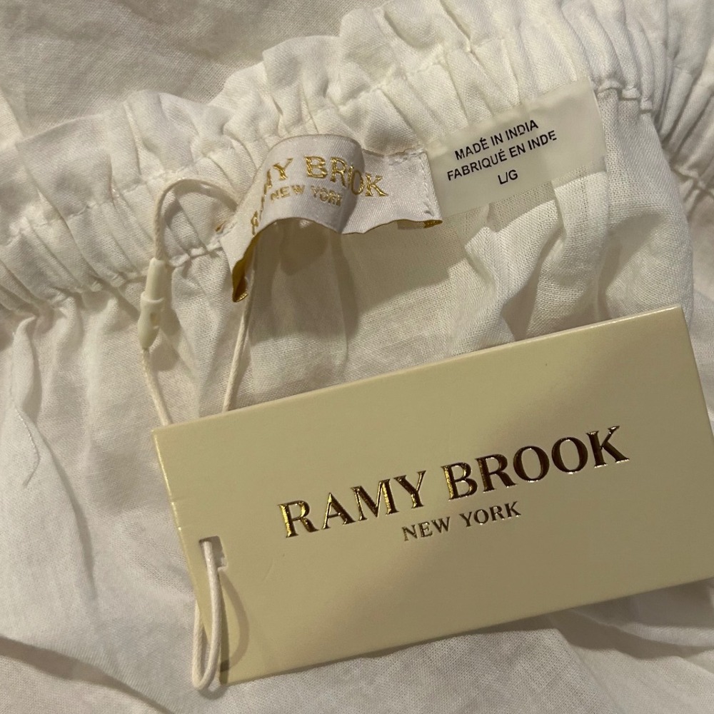 Ramy Brook Jaycee Embroidered Strapless Mini Dress White Cotton Large NWT - Picture 4 of 8